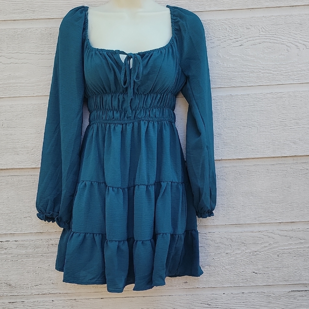 Liberty Love Teal Long Sleeve Dress Size S - Picture 3 of 13